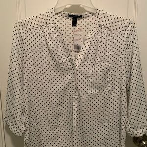 NWT White and Black Blouse
